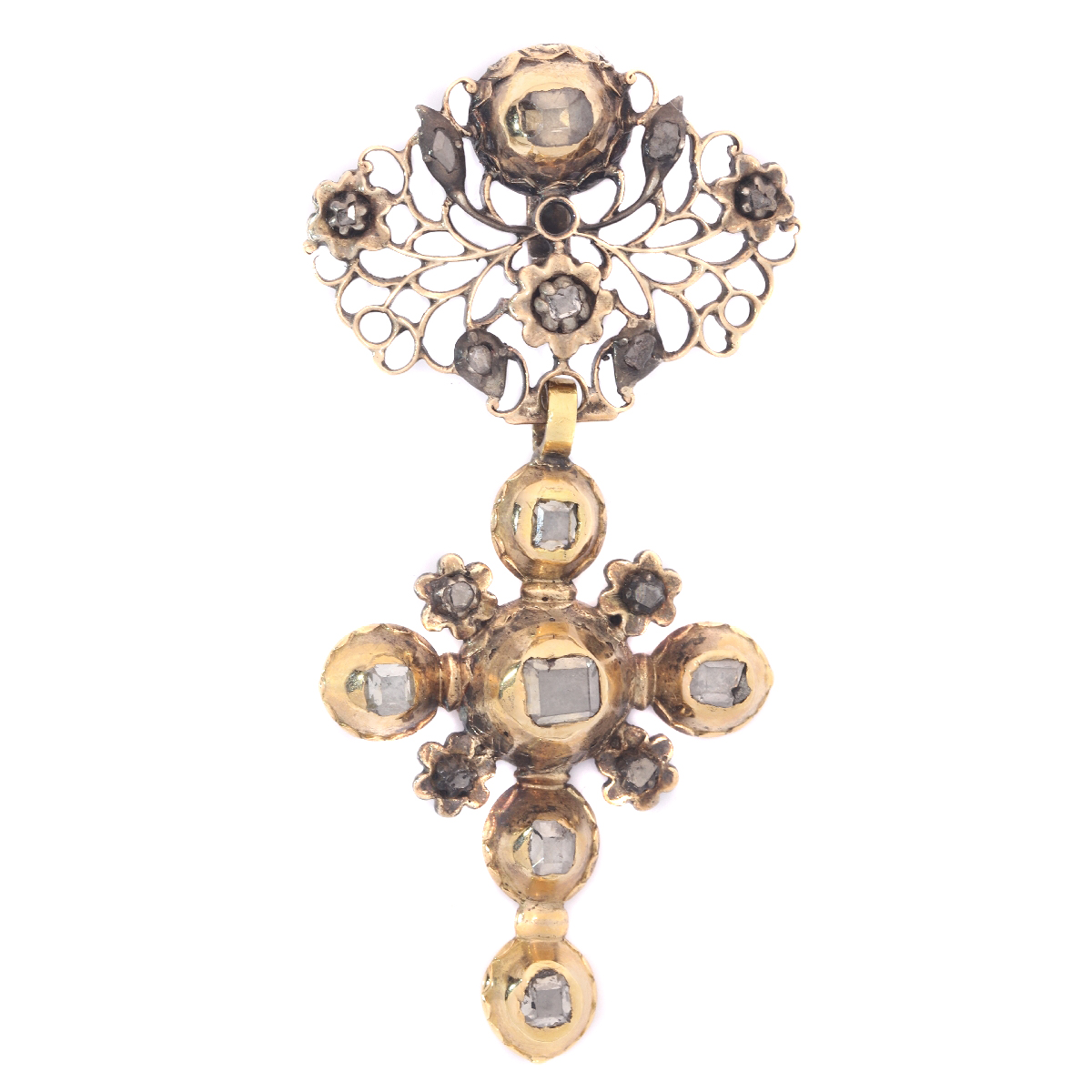 Old World Splendour: A Red Gold Diamond Cross from the 18th Century